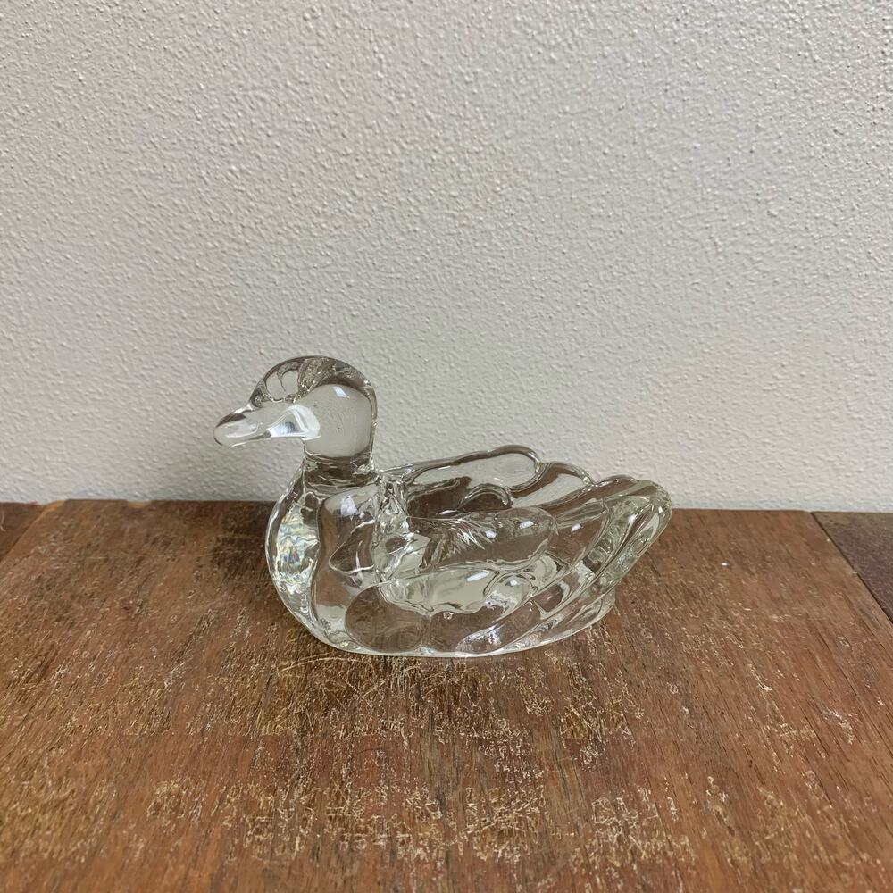 L.E. Smith VINTAGE Mid Century Glass Clear Duck Personal Ashtray‎ Trinket Dish